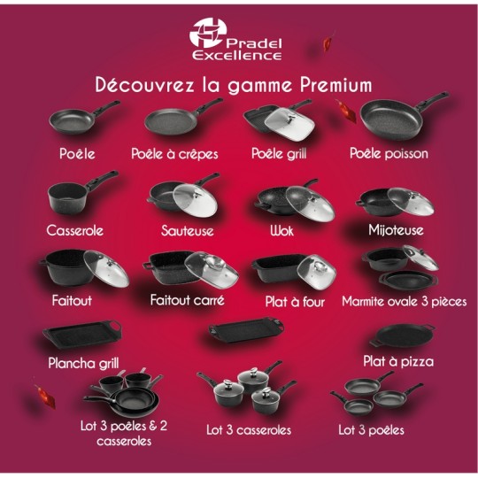 PREMIUM - POELE A POISSON 35 x 25 CM FONTE D'ALUMINIUM MANCHE AMOVIBLE BOITE COULEUR