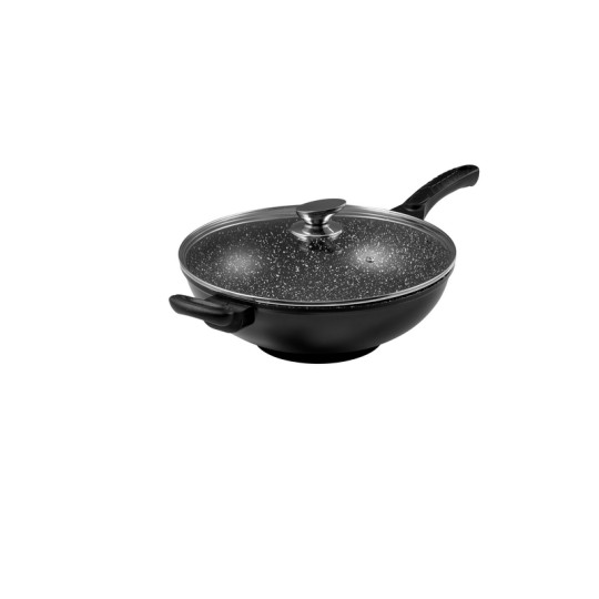 WOK 32 cm AVEC COUVERCLE VERRE FAÇON PIERRE