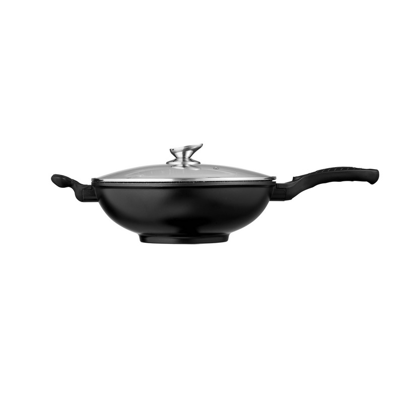 WOK 32 cm AVEC COUVERCLE VERRE FAÇON PIERRE