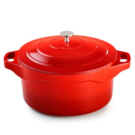 MAGMA - COCOTTE RONDE 28 CM FONTE D'ALUMINIUM AVEC COUVERCLE ALU BOITE COULEUR