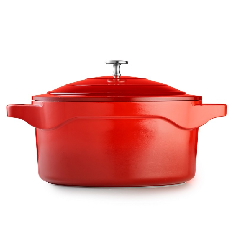 MAGMA - COCOTTE RONDE 28 CM FONTE D'ALUMINIUM AVEC COUVERCLE ALU BOITE COULEUR