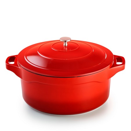 MAGMA - COCOTTE RONDE 32 CM FONTE D'ALUMINIUM AVEC COUVERCLE ALU BOITE COULEUR