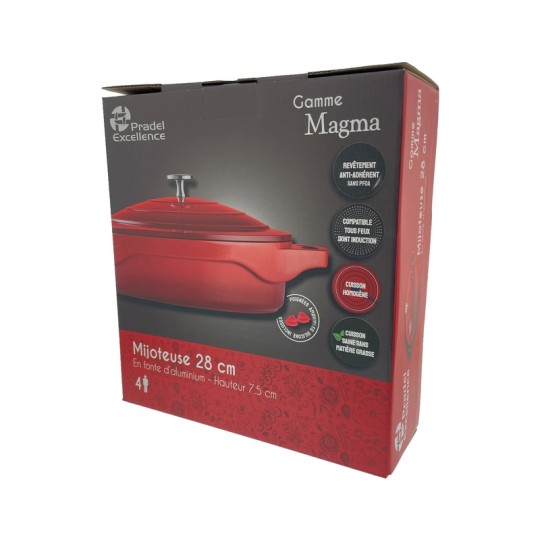 MAGMA - MIJOTEUSE 28 CM FONTE D'ALUMINIUM AVEC COUVERCLE ALU BOITE COULEUR