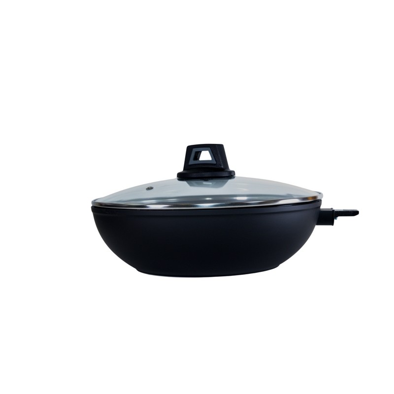 PIERRA WOK 28 cm INTERIEUR FAÇON PIERRE EXTERIEUR NOIR