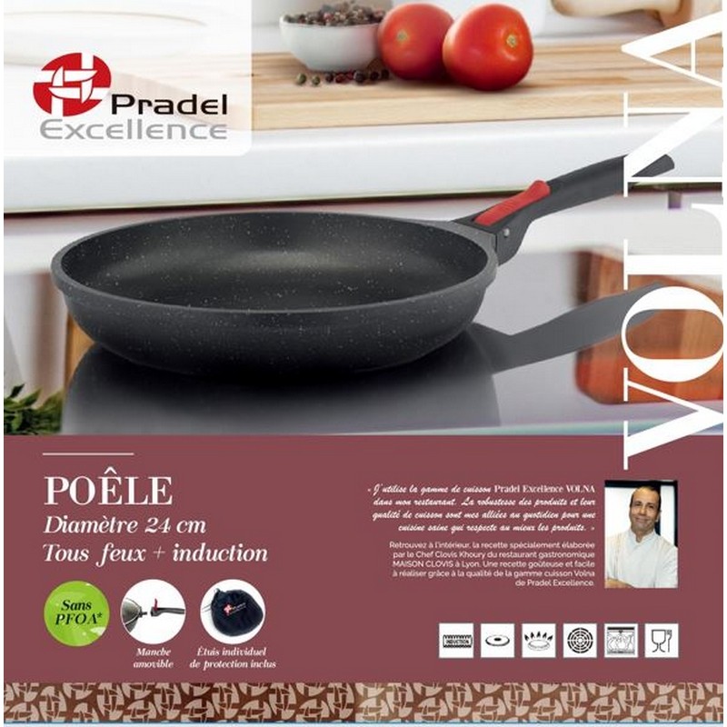 POELE 24 cm VOLNA FAÇON PIERRE MANCHE AMOVIBLE