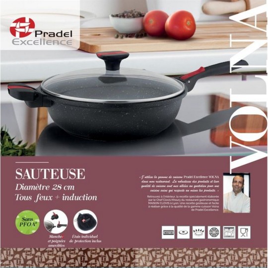 SAUTEUSE 28 cm VOLNA FAÇON PIERRE MANCHE AMOVIBLE