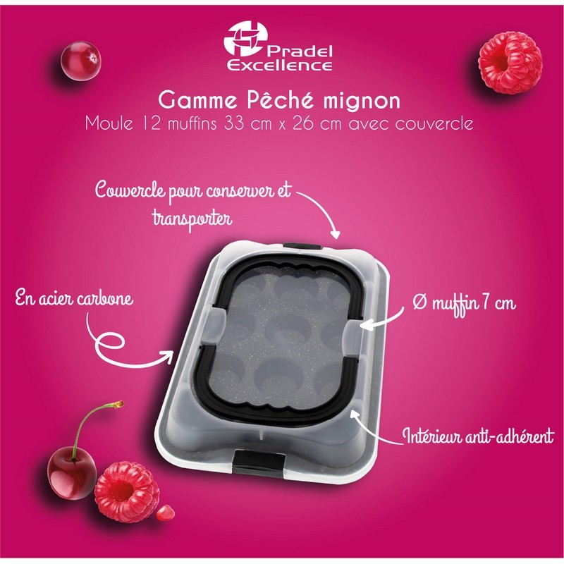 MOULE 12 MUFFINS AVEC COUVERCLE 36.5 x 24.5 x 4.5 cm