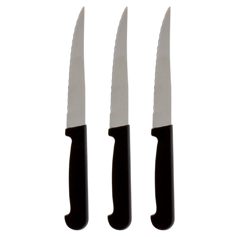 PRADEL - LOT 3 COUTEAUX STEAK 12 CM MANCHES POLYPROPYLENE VRAC