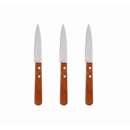 PRADEL - LOT 3 COUTEAUX OFFICE 9 CM MANCHES BOIS 2 RIVETS VRAC