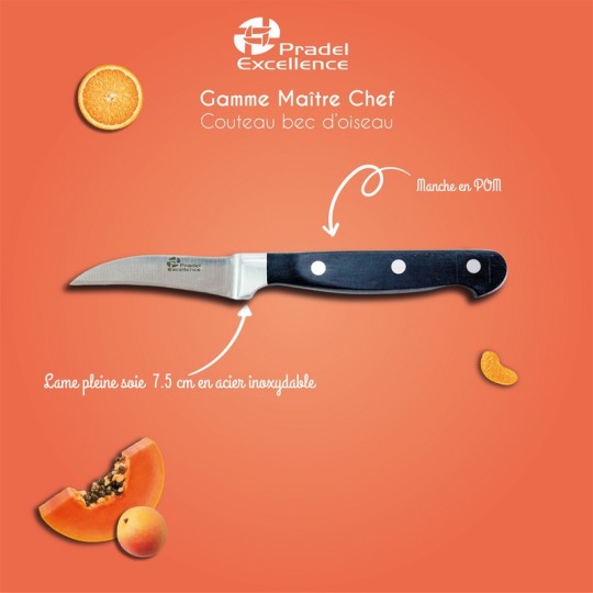 MAITRE CHEF - COUTEAU BEC D'OISEAU 7.5 CM SUR CARTE