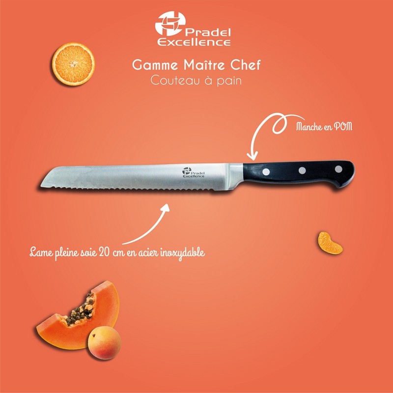 MAITRE CHEF - COUTEAU A PAIN 20 CM SUR CARTE