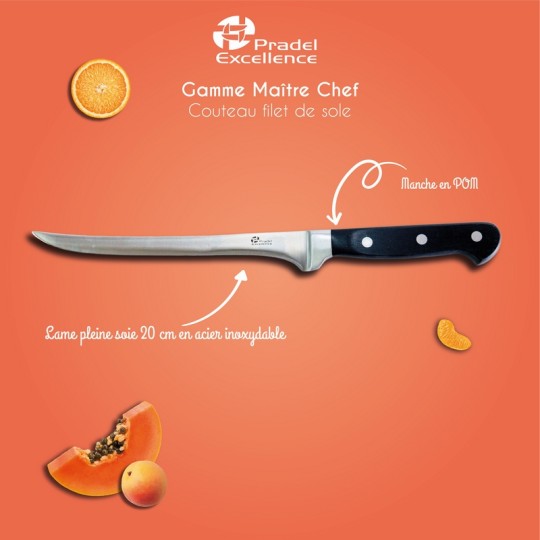 MAITRE CHEF - COUTEAU FILET DE SOLE 20 CM SUR CARTE