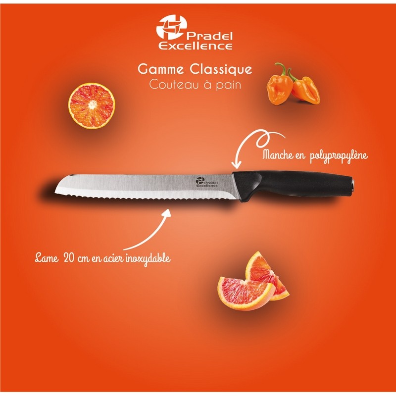 CLASSIQUE - COUTEAU A PAIN 20 CM SUR CARTE