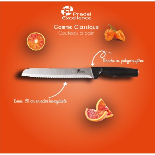 CLASSIQUE - COUTEAU A PAIN 20 CM SUR CARTE