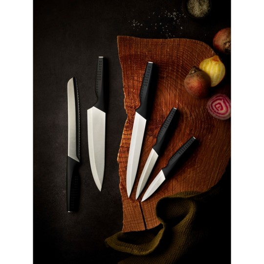 ESSENTIELS - SET 5 COUTEAUX DE CUISINE MANCHE SOFT PP NOIR BOITE COULEUR