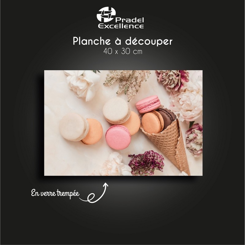 PLANCHE EN VERRE TREMPE - RECTANGLE 40X30CM - MACARON - BOITE COULEUR