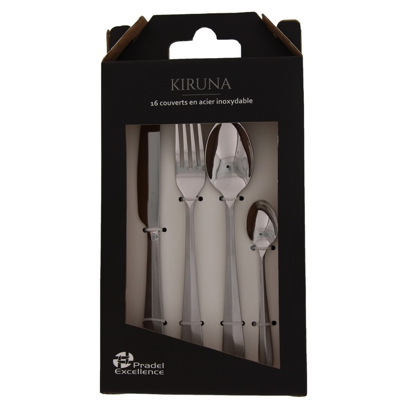 KIRUNA - MENAGERE 16 PIECES INOX BOITE COULEUR