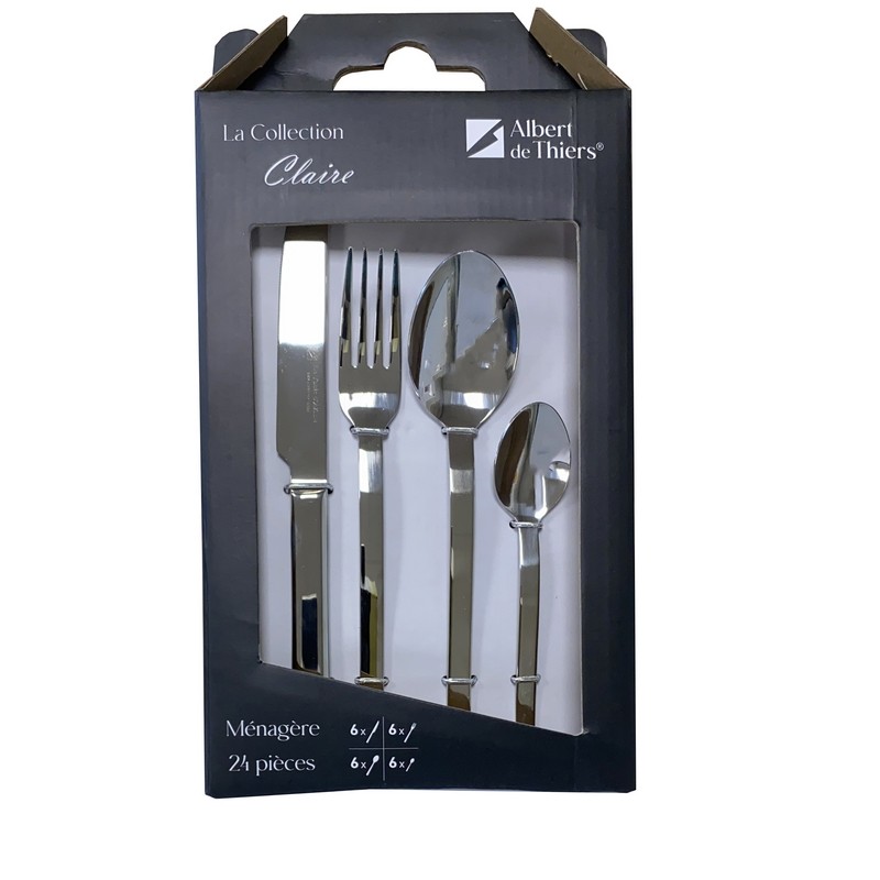 CLAIRE - MENAGERE 24 PIECES INOX BOITE COULEUR