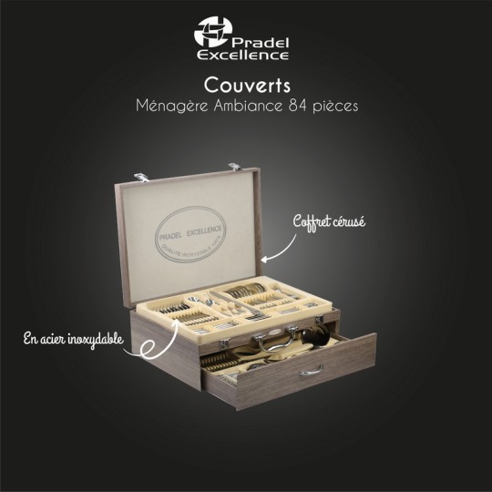 MENAGERE AMBIANCE 84 PIECES EN COFFRET