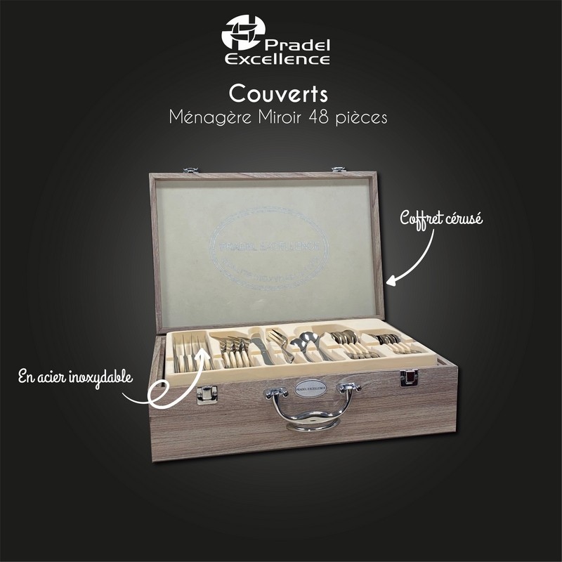 MENAGERE MIROIR 48 PIECES DANS COFFRET