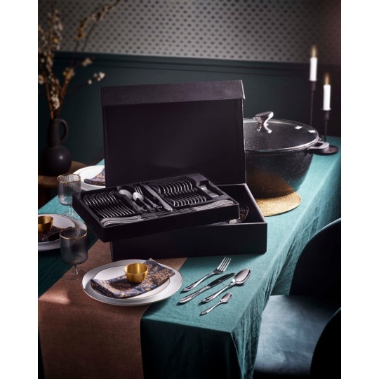 MENAGERE MIROIR 84 PIECES DANS COFFRET NOIR