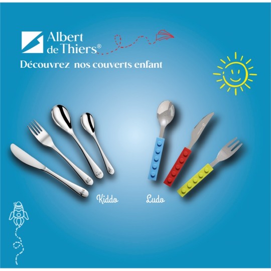 KIDDO COFFRET BOIS 4 COUVERTS ENFANT INOX