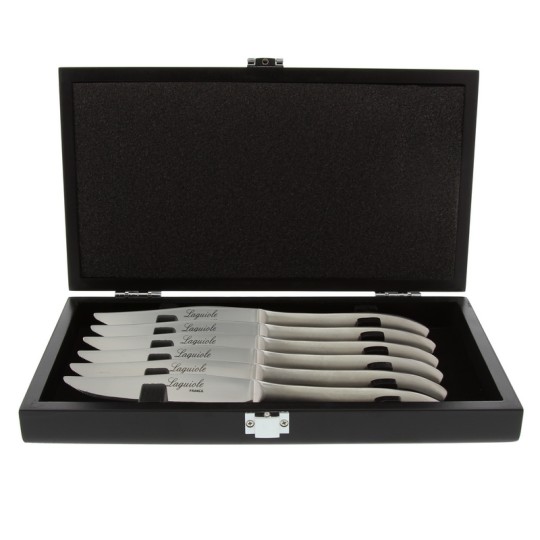 COFFRET 6 COUTEAUX LAGUIOLE MONOBLOC FORGE COFFRET NOIR