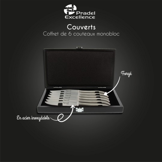 COFFRET 6 COUTEAUX LAGUIOLE MONOBLOC FORGE COFFRET NOIR