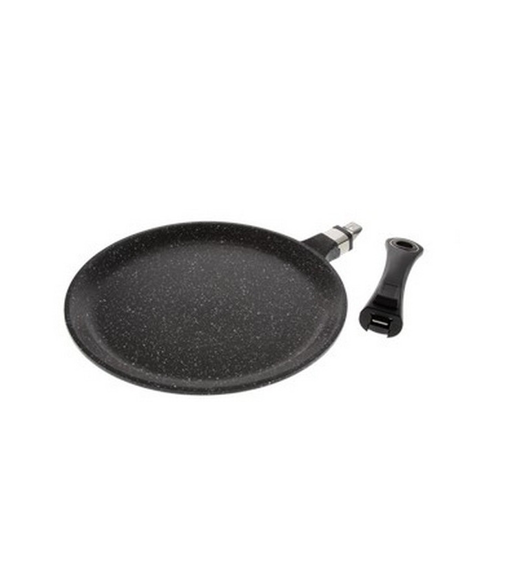 POÊLE A CRÊPES FAÇON PIERRE Ø 28 cm -  MANCHE AMOVIBLE