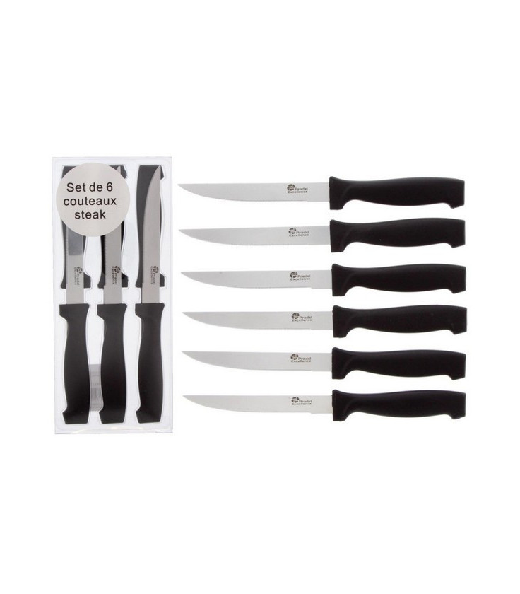 SET DE 6 COUTEAUX STEAK MANCHE NOIR