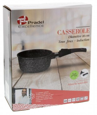 CASSEROLE FAÇON PIERRE Ø 16 cm HAUTEUR 7.8 cm -  MANCHE AMOVIBLE