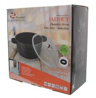 FAITOUT FAÇON PIERRE Ø 28 cm AVEC COUVERCLE EN VERRE