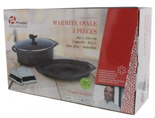 MARMITE OVALE SET DE 3 PIÈCES FAÇON PIERRE 39.5 cm