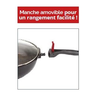 CASSEROLE FAÇON PIERRE Ø 18 cm HAUTEUR 9.5 cm VOLNA MANCHE AMOVIBLE -  COUVERCLE EN VERRE