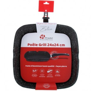 ESTIA POELE GRILL 28 X 28 cm FAÇON PIERRE SANS MANCHE A SUSPENDRE