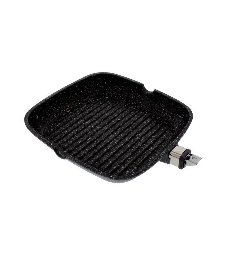 ESTIA POELE GRILL 28 X 28 cm FAÇON PIERRE SANS MANCHE A SUSPENDRE