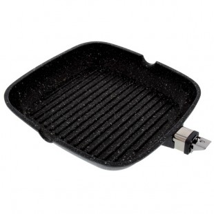 ESTIA POELE GRILL 28 X 28 cm FAÇON PIERRE SANS MANCHE A SUSPENDRE