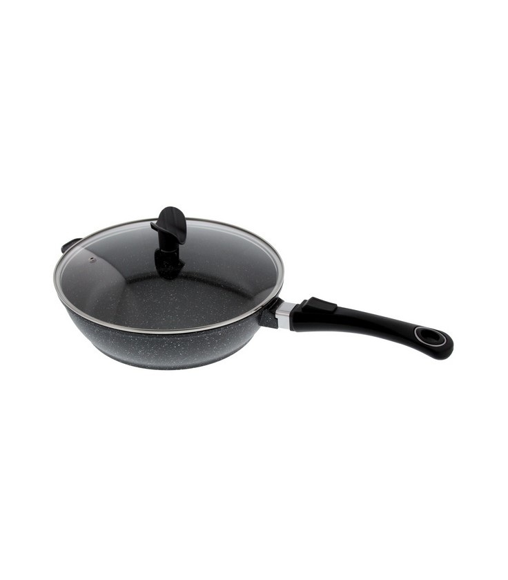 ESTIA SAUTEUSE 28 cm FAÇON PIERRE AVEC COUVERCLE VERRE