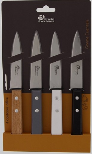 ESSENTIELS - SET 4 TARTINEURS 6 CM MANCHES COULEUR EN BOIS SUR CARTE