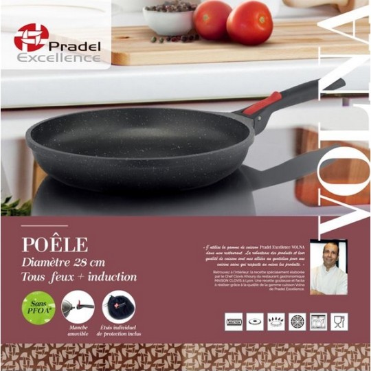 POELE 28 cm VOLNA FAÇON PIERRE MANCHE AMOVIBLE