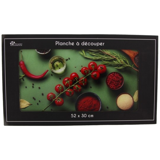 52X30 CM - TOMATES - PLANCHE VERRE TREMPE BOITE COULEUR